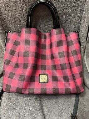 Dooney & Bourke Tucker Brenna Red and Black Plaid Leather Tote